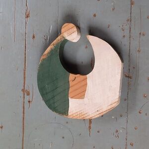 Rustic handmade Santa Claus moon wooden ornament